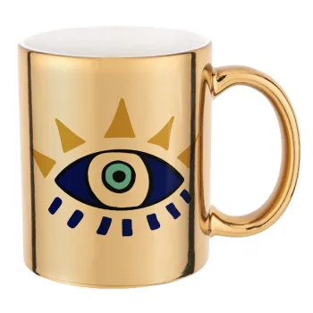 blue evil eye, Mug ceramic, gold mirror, 330ml