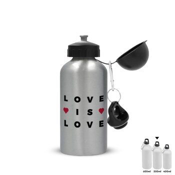 Love is Love, Metallic water jug, Silver, aluminum 500ml