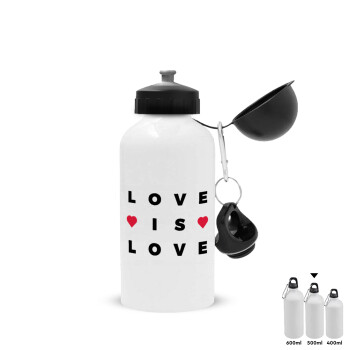 Love is Love, Metal water bottle, White, aluminum 500ml