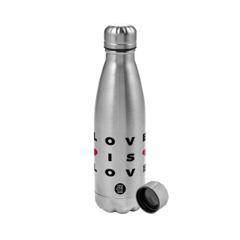 Love is Love, Metallic water bottle, stainless steel, 750ml