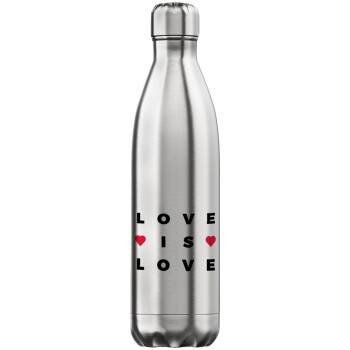 Love is Love, Μεταλλικό παγούρι θερμός Inox (Stainless steel), διπλού τοιχώματος, 750ml