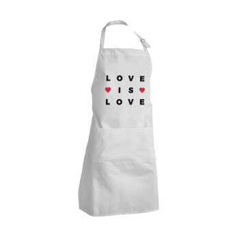 Love is Love, Adult Chef Apron (with sliders and 2 pockets)