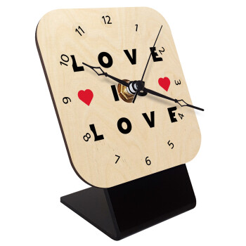 Love is Love, Quartz Table clock in natural wood (10cm)