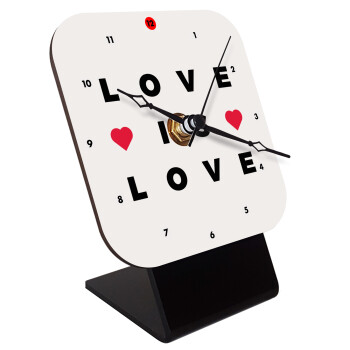 Love is Love, Quartz Wooden table clock with hands (10cm)