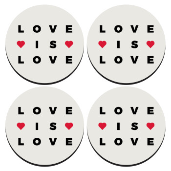 Love is Love, SET of 4 round wooden coasters (9cm)