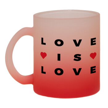 Love is Love, Κούπα γυάλινη δίχρωμη με βάση το κόκκινο ματ, 330ml