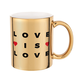 Love is Love, Mug ceramic, gold mirror, 330ml