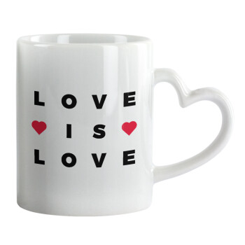 Love is Love, Mug heart handle, ceramic, 330ml
