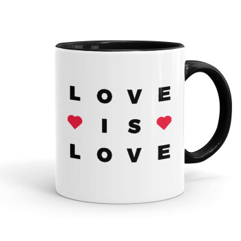 Love is Love, Mug colored black, ceramic, 330ml