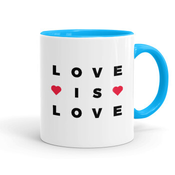 Love is Love, Mug colored light blue, ceramic, 330ml