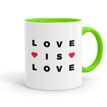 Love is Love, Mug colored light green, ceramic, 330ml