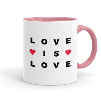 Love is Love, Κούπα χρωματιστή ροζ, κεραμική, 330ml