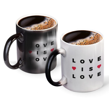 Love is Love, Color changing magic Mug, ceramic, 330ml when adding hot liquid inside, the black colour desappears (1 pcs)