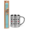 Easter Set, metallic thermal cup (300ml) & aromatic flat Easter candle (30cm) (TURQUOISE)