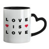 Mug heart black handle, ceramic, 330ml