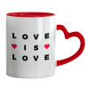 Mug heart red handle, ceramic, 330ml