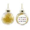 Transparent Christmas tree ball ornament with gold filling 8cm