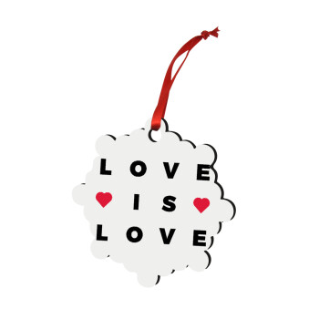 Love is Love, Χριστουγεννιάτικο στολίδι snowflake ξύλινο 7.5cm