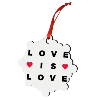 Love is Love, Christmas ornament snowflake wooden 7.5cm