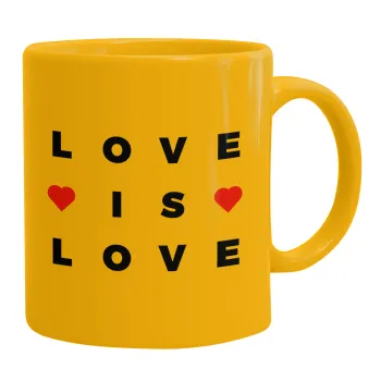 Love is Love, Ceramic coffee mug yellow, 330ml