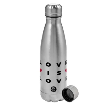 Love is Love, Metallic water bottle, stainless steel, 750ml