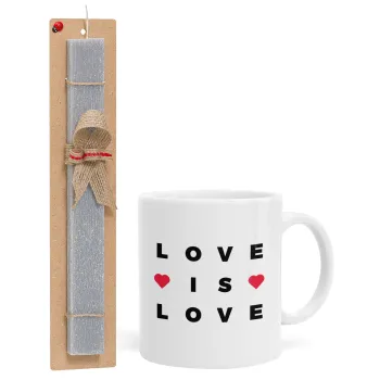 Love is Love, Easter Set, Ceramic Cup (330ml) & Easter aromatic flat candle (30cm) (GRAY)