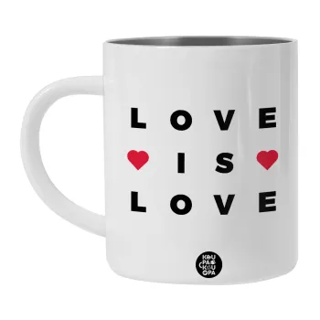 Love is Love, Λευκή Ανοξείδωτη Μεταλλική Κούπα 450ml - Διπλού Τοιχώματος 