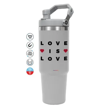 Love is Love, GREY color, 890ml (30oz) stainless Steel Tumbler with Handle