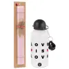 Easter Set, metallic aluminum bottle (500ml) & aromatic flat Easter candle (30cm) (PINK)