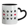Mug heart black handle, ceramic, 330ml
