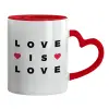 Mug heart red handle, ceramic, 330ml