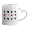 Mug heart handle, ceramic, 330ml
