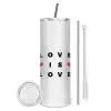 Tumbler stainless steel 600ml, with metal straw & cleaning brush