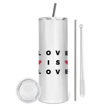Love is Love, Tumbler stainless steel 600ml, with metal straw & cleaning brush