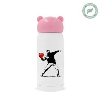 Banksy (The heart thrower), Ροζ ανοξείδωτο παγούρι θερμό (Stainless steel), 320ml