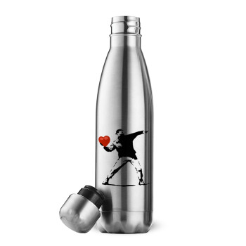 Banksy (The heart thrower), Inox (Stainless steel) double-walled metal mug, 500ml
