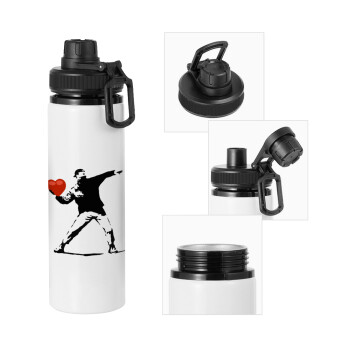 Banksy (The heart thrower), Metal water bottle with safety cap, aluminum 850ml