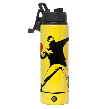 Banksy (The heart thrower), Metallic water bottle with safety lid, 850ml aluminum