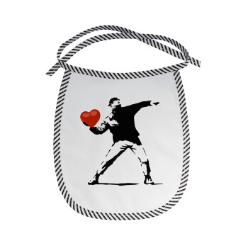 Banksy (The heart thrower), Σαλιάρα μωρού αλέκιαστη με κορδόνι Μαύρη