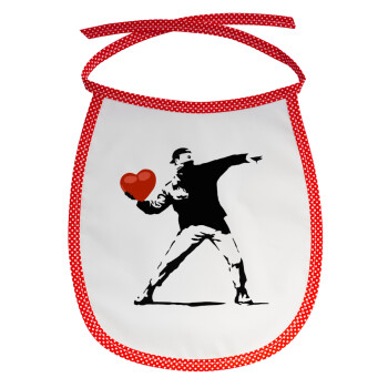 Banksy (The heart thrower), Σαλιάρα μωρού αλέκιαστη με κορδόνι Κόκκινη