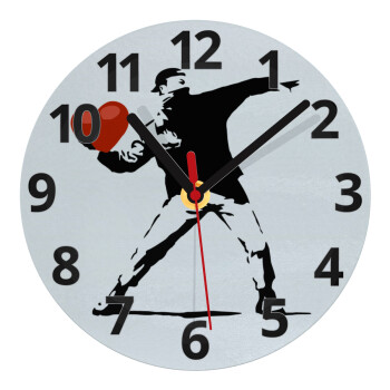 Banksy (The heart thrower), Ρολόι τοίχου γυάλινο (20cm)