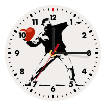 Banksy (The heart thrower), Wooden wall clock (20cm)