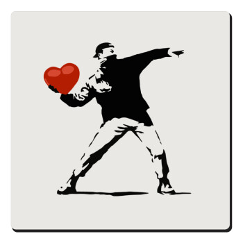 Banksy (The heart thrower), Τετράγωνο μαγνητάκι ξύλινο 6x6cm