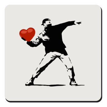 Banksy (The heart thrower), Τετράγωνο μαγνητάκι ξύλινο 9x9cm