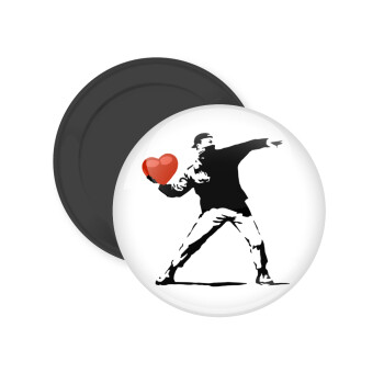Banksy (The heart thrower), Μαγνητάκι ψυγείου στρογγυλό διάστασης 5cm