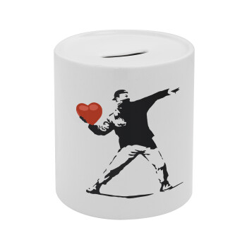 Banksy (The heart thrower), Κουμπαράς πορσελάνης με τάπα