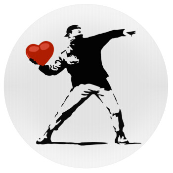 Banksy (The heart thrower), Mousepad Στρογγυλό 20cm