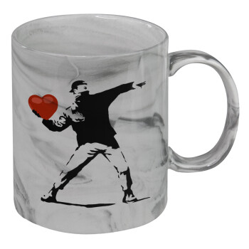 Banksy (The heart thrower), Mug ceramic marble style, 330ml