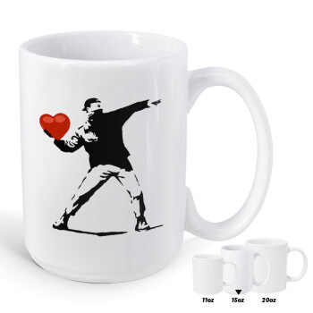 Banksy (The heart thrower), Κούπα Mega, κεραμική, 450ml