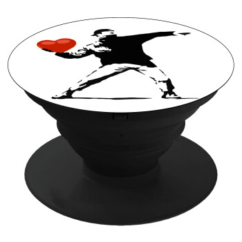 Banksy (The heart thrower), Phone Holders Stand  Μαύρο Βάση Στήριξης Κινητού στο Χέρι
